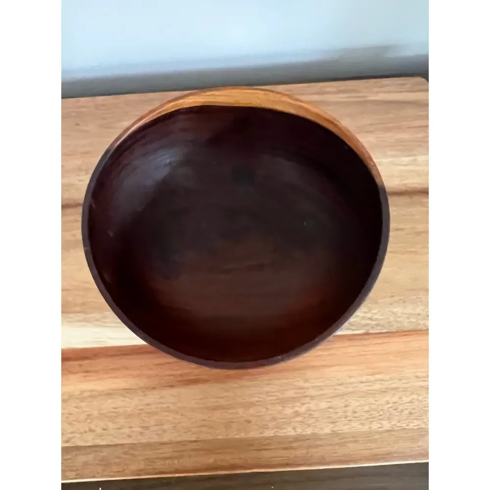 Vintage John May Hand Turned Teak Bowl Signed Jackson NH JL